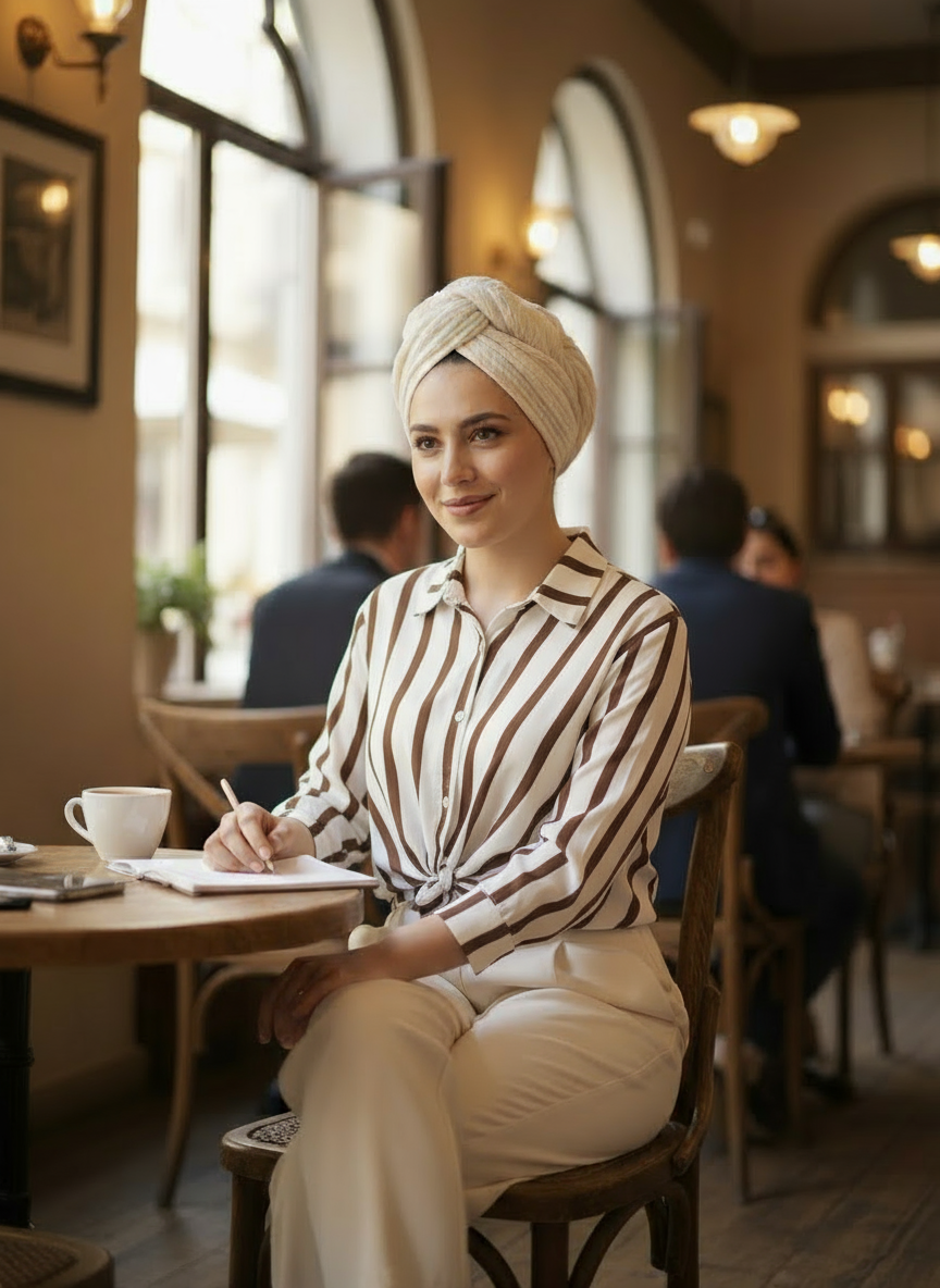 شومیز راه راه جلوگره ای برند voguealone مزون دیبا یزد خرید آنلاین شومیز زنانه