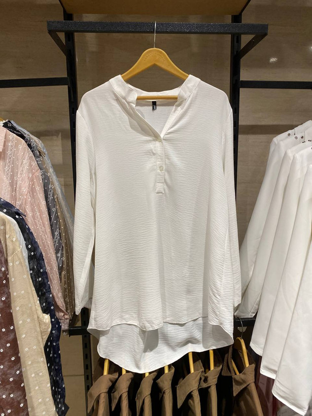 تونیک زنانه سفید یقه ۳ سانتی