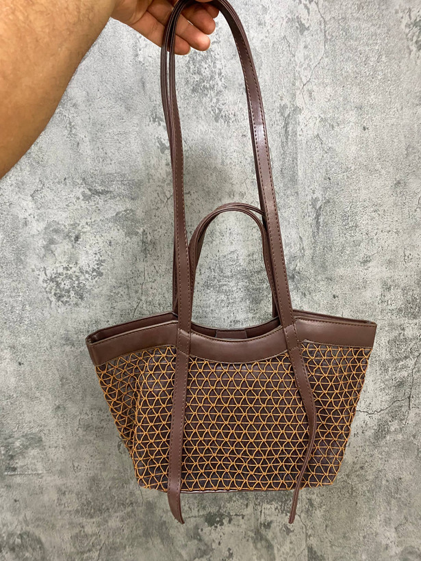کیف دستی زنانه دو تکه توری دو دسته