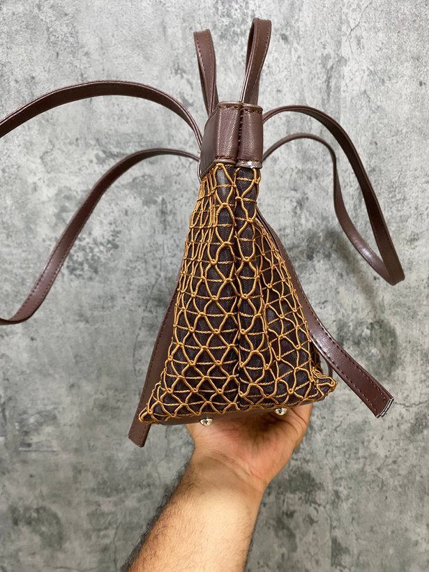 کیف دستی زنانه دو تکه توری دو دسته