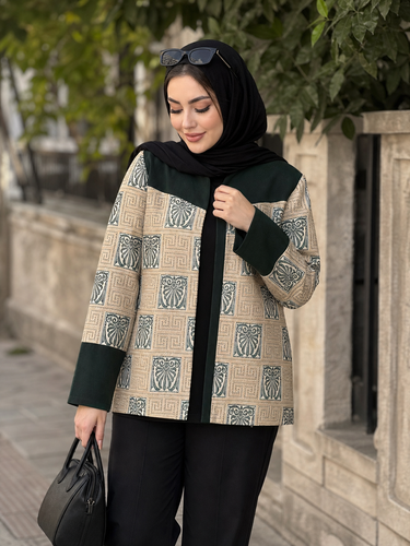 تنخور کت مجلسی زنانه دو رنگ ژاکارد تنخور
